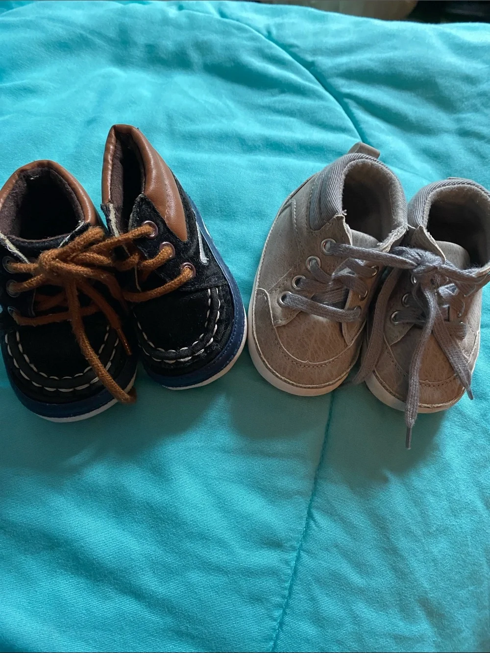 Toddler Lace-Up Canvas Walkers in Black & Beige